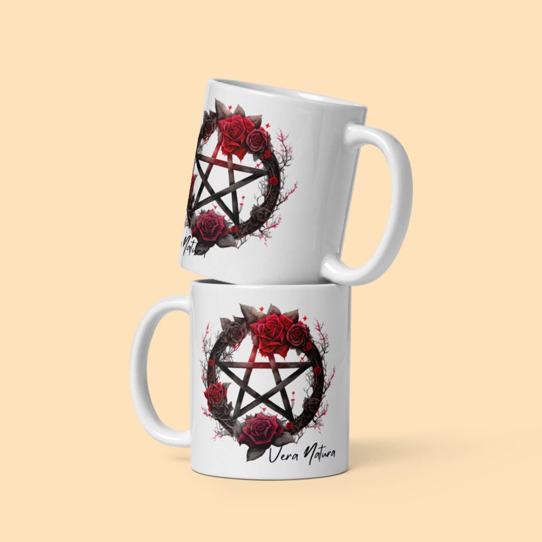 Dark Art Grunge Goth Occult Gothic Aesthetic I Latin Phrase Vera Natura White Glossy Mug Mug Taverna da Ilsa 