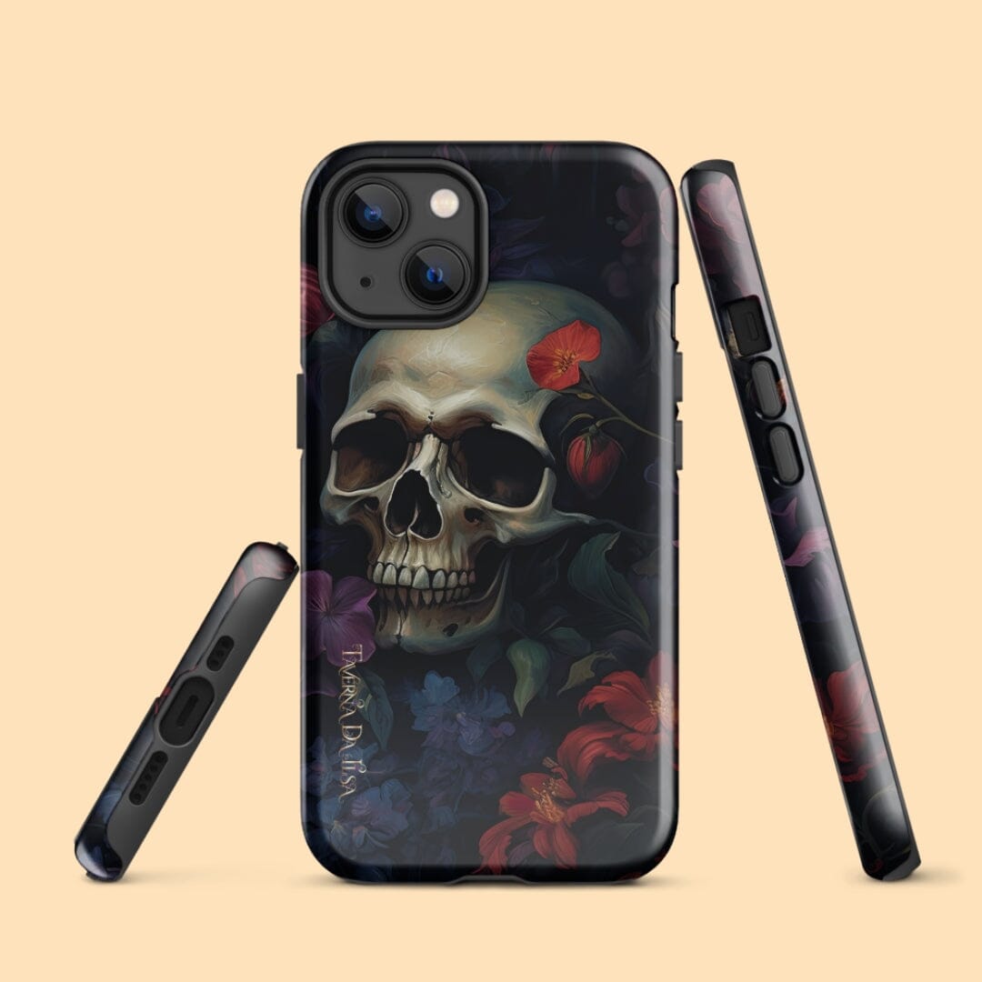 Dark Academia Aesthetic Gothic Skull Red Flowers Tough iPhone Case Phone Case Taverna da Ilsa Glossy iPhone 13 