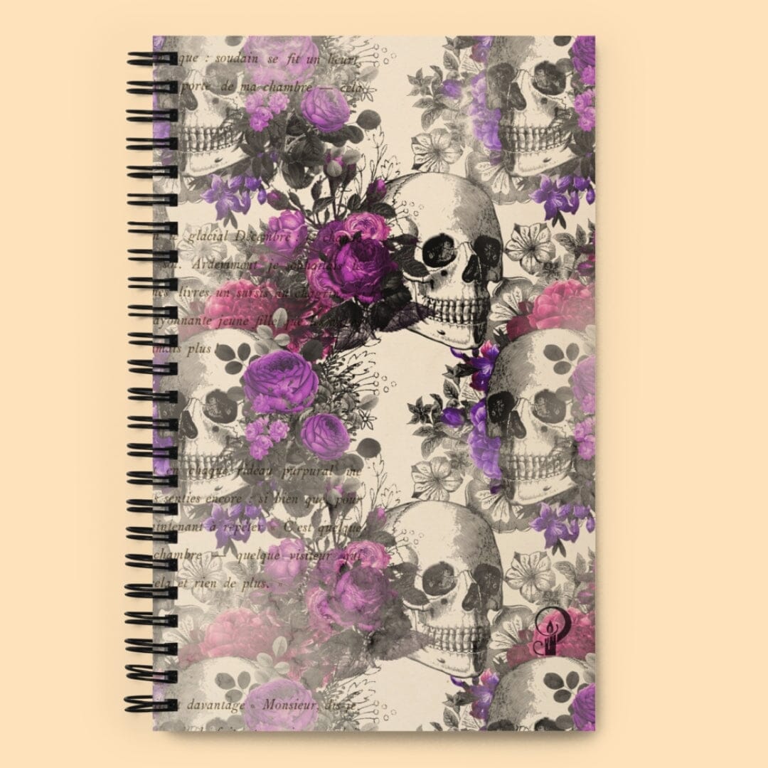 Dark Academia Gothic Floral &amp; Skull Spiral Notebook Taverna da Ilsa 