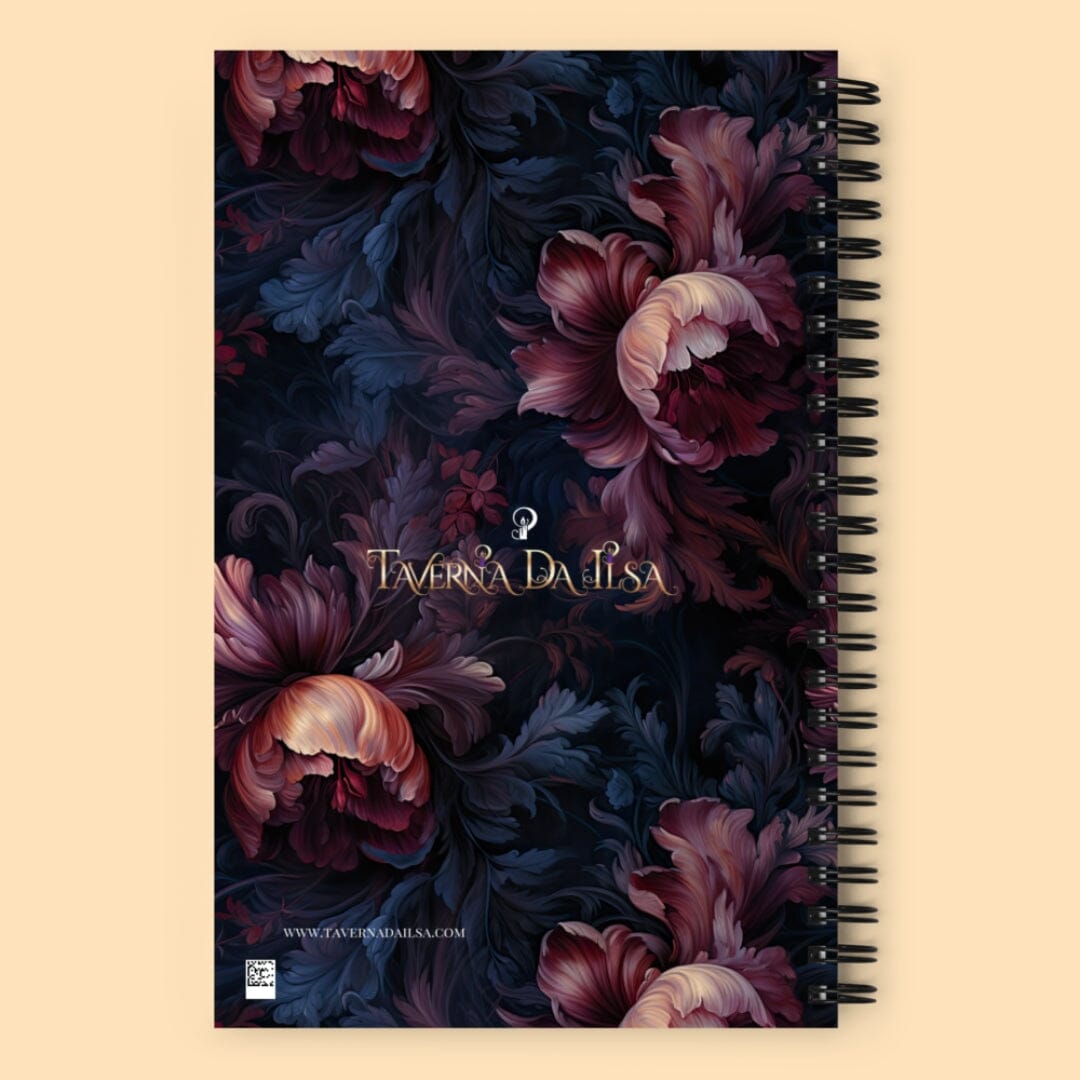 Dark Academia Aesthetic Gothic Floral Rococo Spiral Notebook Taverna da Ilsa 