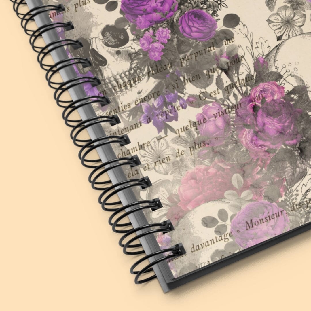 Dark Academia Gothic Floral &amp; Skull Spiral Notebook Taverna da Ilsa 