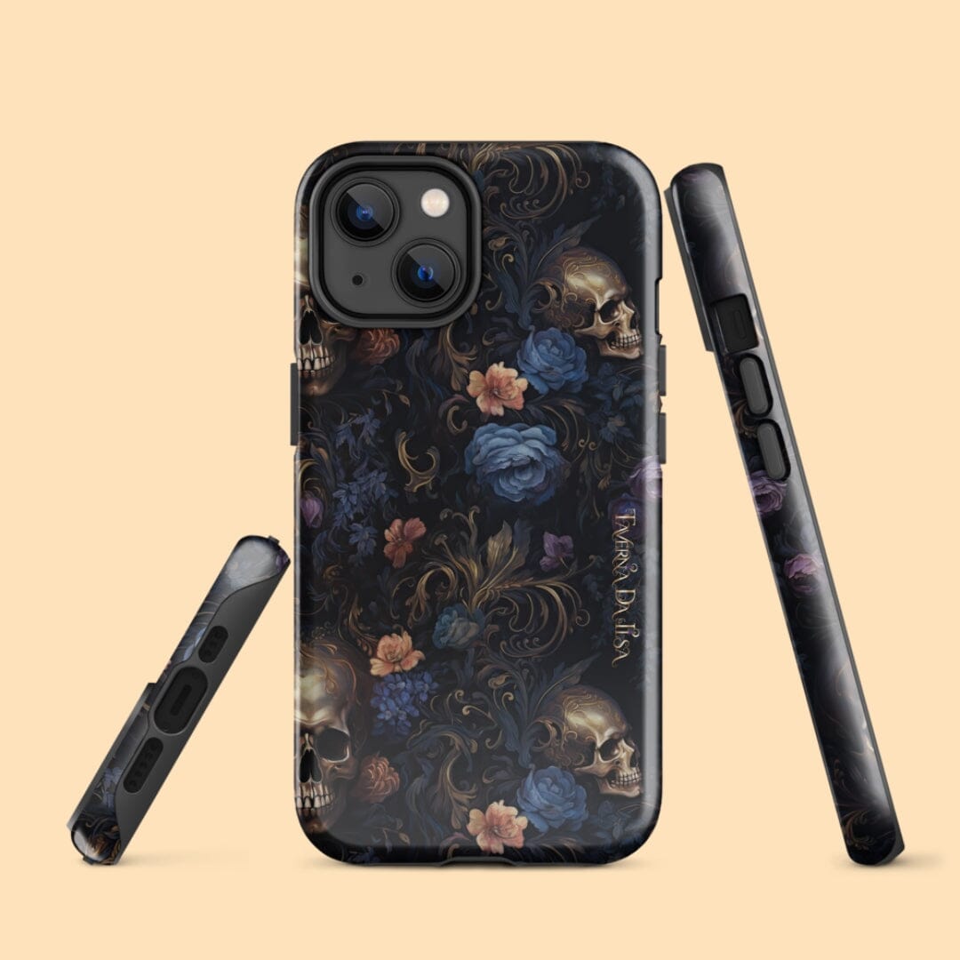 Dark Academia Aesthetic Floral Skull Classic Gothic Tough iPhone Case Phone Case Taverna da Ilsa Glossy iPhone 14 