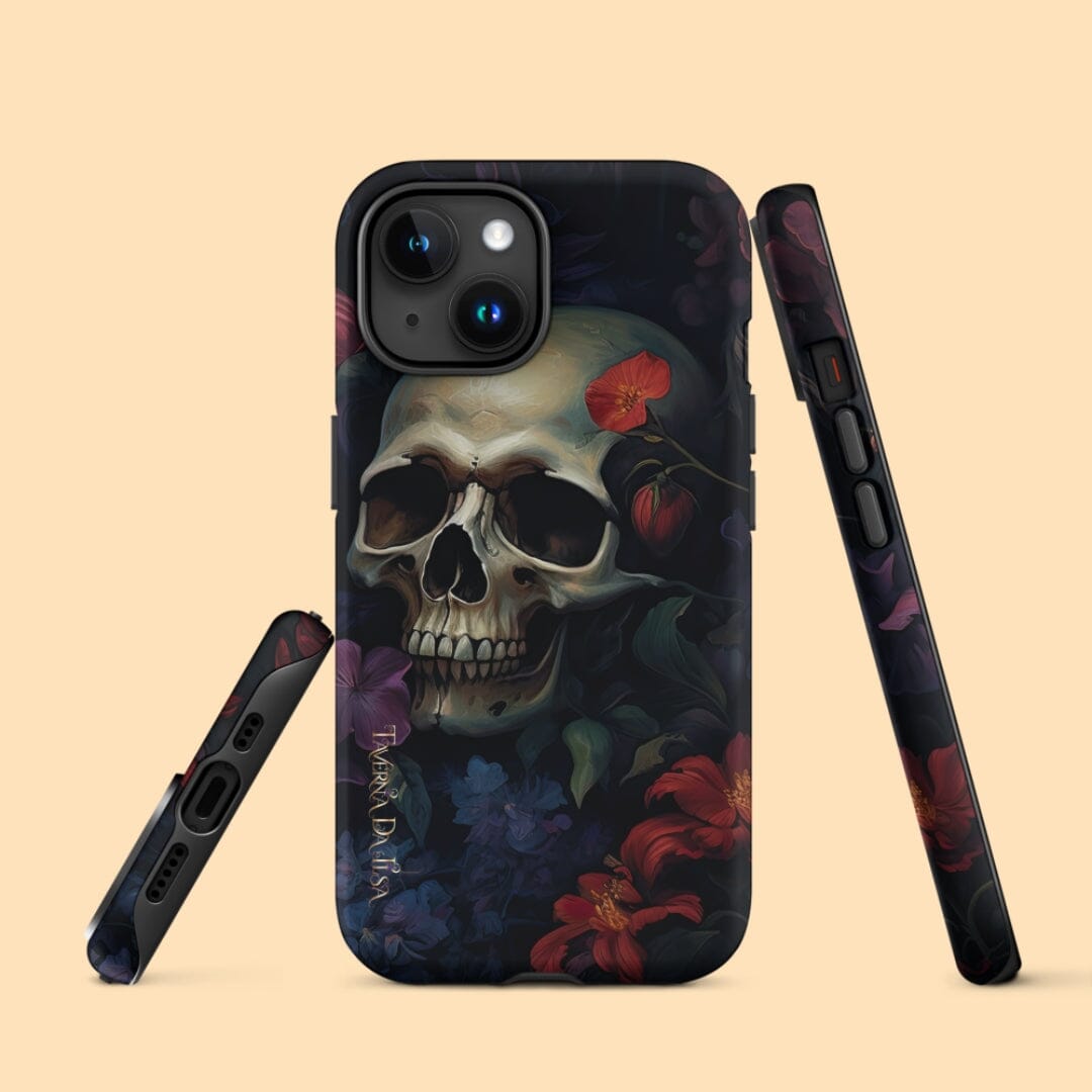 Dark Academia Aesthetic Gothic Skull Red Flowers Tough iPhone Case Phone Case Taverna da Ilsa Matte iPhone 15 