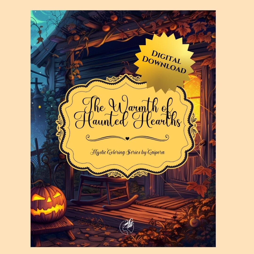 The Warmth of Haunted Hearths Digital Coloring Pages Digital Pages Caipora Books 