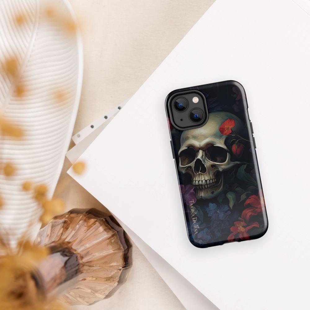 Dark Academia Aesthetic Gothic Skull Red Flowers Tough iPhone Case Phone Case Taverna da Ilsa 