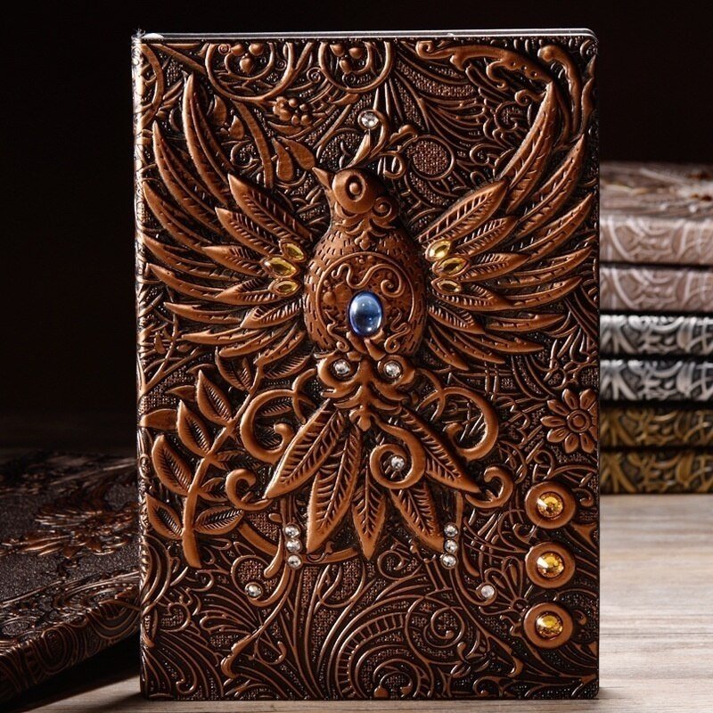 Fashion Vintage Embossed Leather Printing Travel Diary Notebook Travel Journal A5-Note Book 1pcs 0 Taverna da Ilsa Red Bronze 