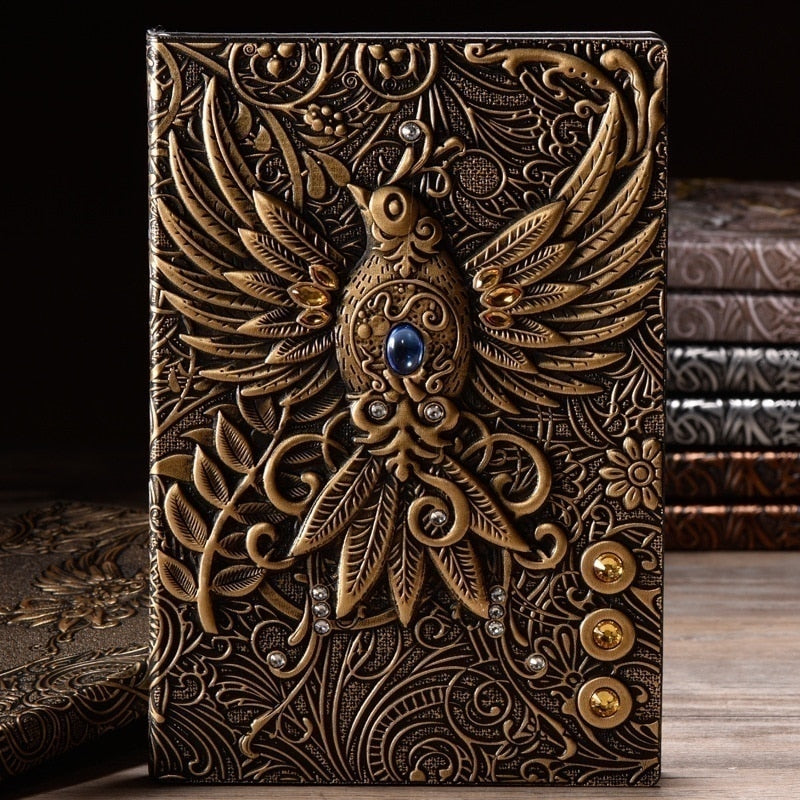 Fashion Vintage Embossed Leather Printing Travel Diary Notebook Travel Journal A5-Note Book 1pcs 0 Taverna da Ilsa Bronze 